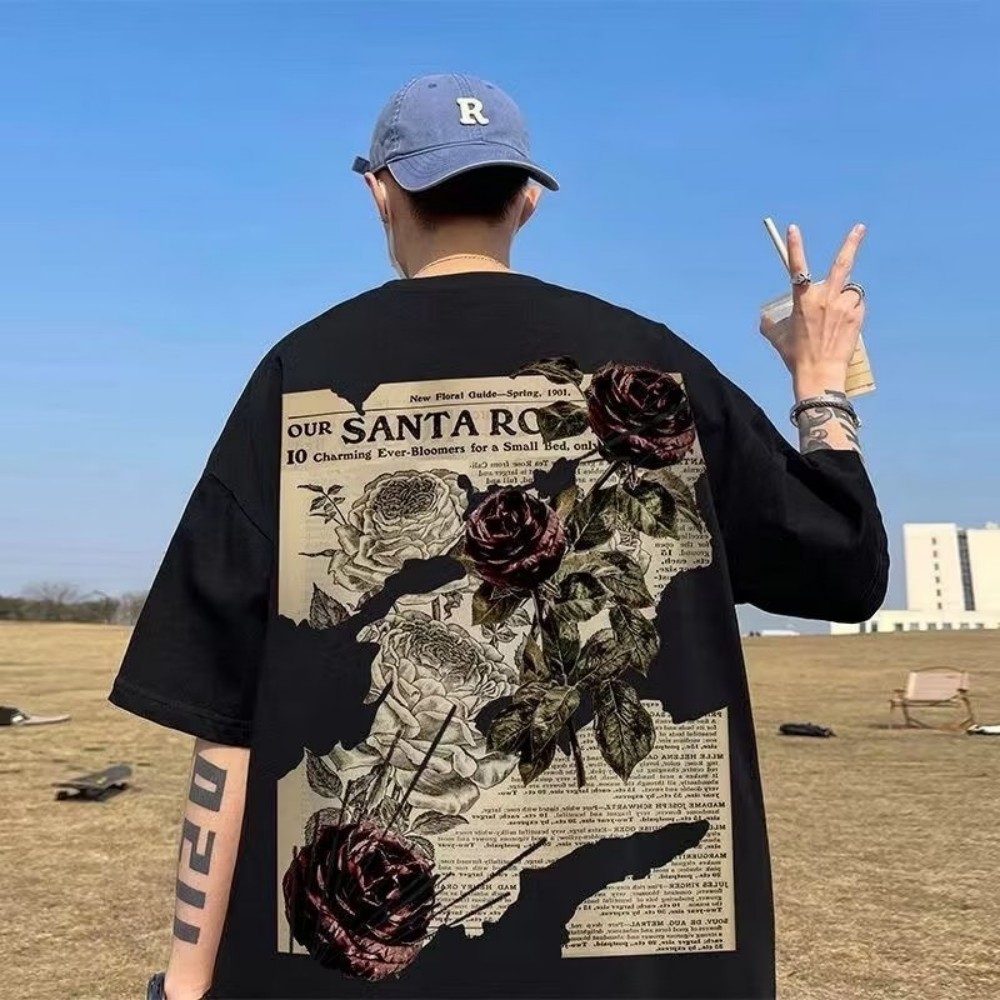 Street Fashion Urban - 여름 패션 남자의 통기성 라운드 넥