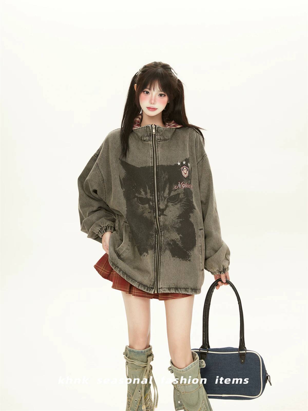 Fashion Street Cat - 여성 데님 재킷 2026 가을 여성