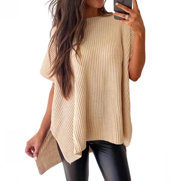 Longline Tee Oversized - 캐주얼 셔닐 티셔츠 오버사이즈 니트 롱라인