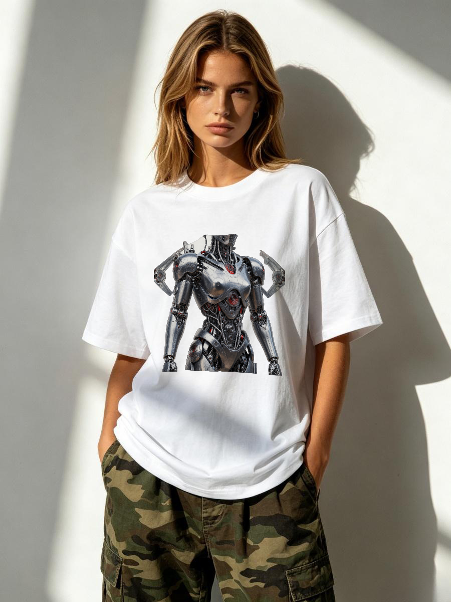 Longline Tee Oversized - 티셔츠 여성용 오버사이즈 롱라인 스트리트웨어 캐주얼