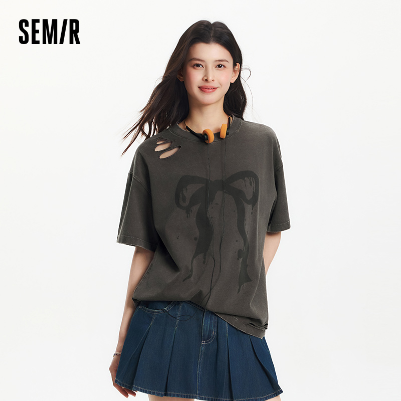 Longline Tee Oversized - 세미르 빈티지 오버사이즈 코튼 반팔 티셔츠