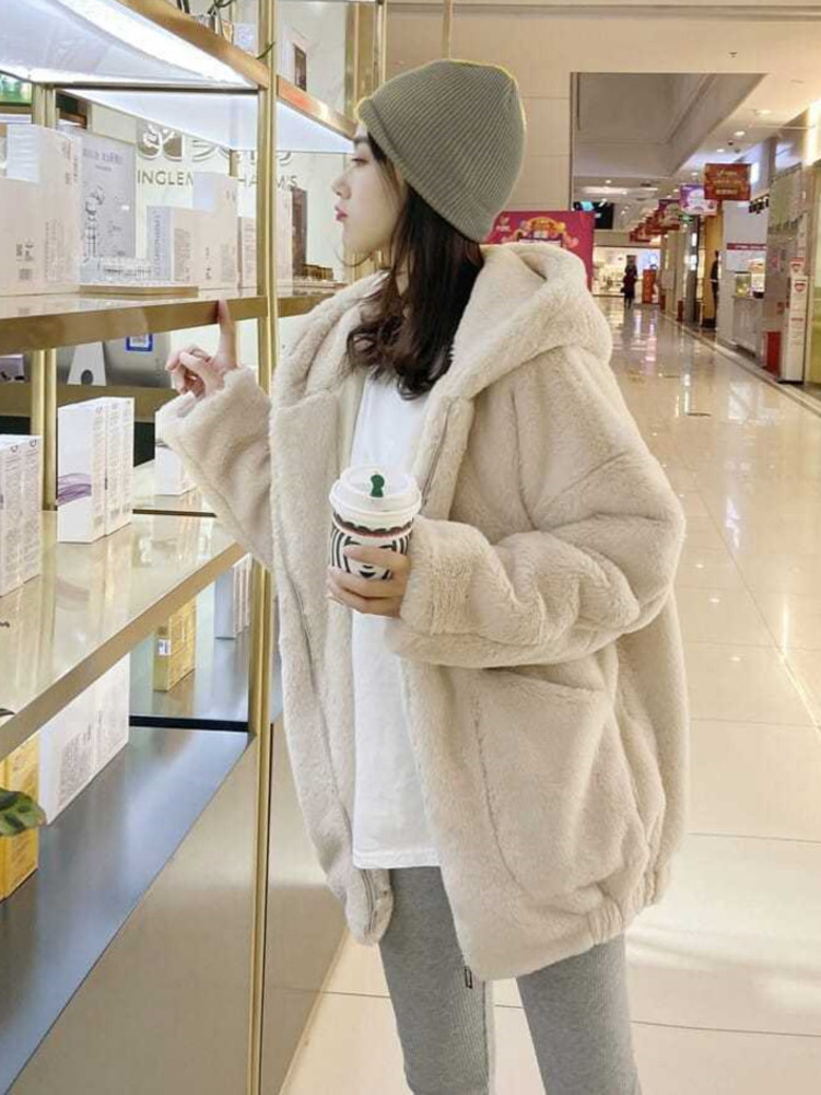 가을 겨울 대형 달콤한 두꺼운 양고기 코트 보라색 베이 - Street Fashion Hong Kong 리뷰 및 가격