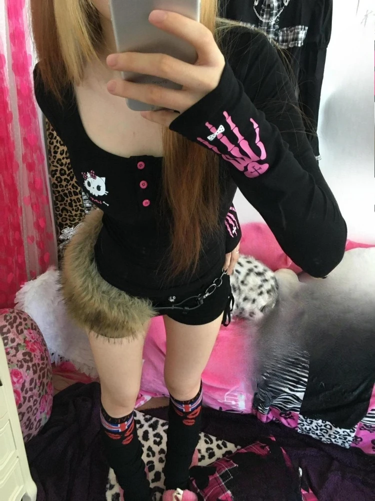 Y2K 빈티지 만화 프린트 티셔츠 여성 2025, 펑크 - Fashion Streetwear 리뷰 및 가격