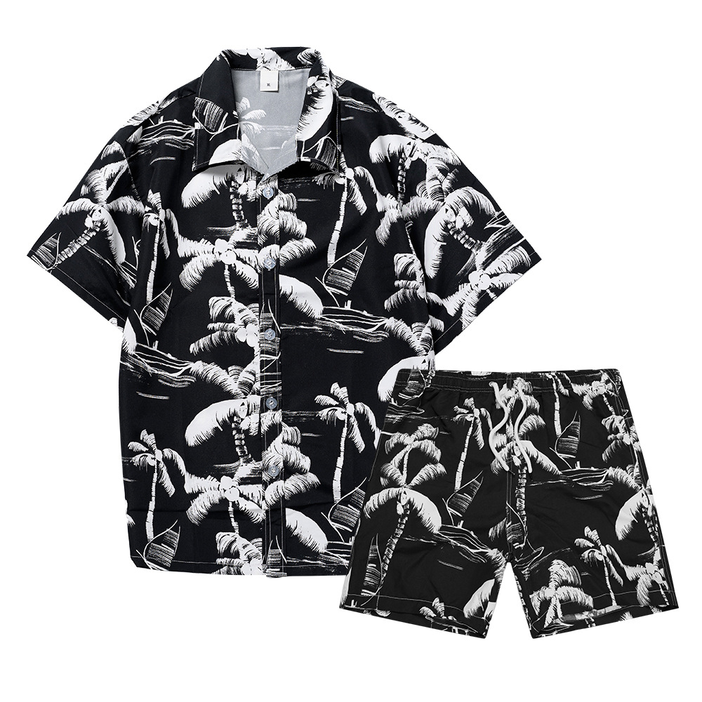 하와이안 코코넛 나무 3D 프린트 남성 셔츠 세트 패션 - Fashion Streetwear 리뷰 및 가격