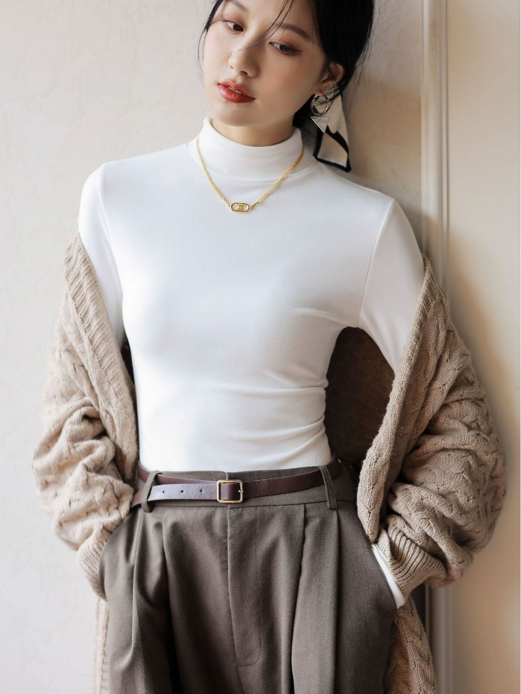 클래식 스타일 여성용 세미 하이넥 플리스 안감 보온 긴 - Longline Tee Oversized 리뷰 및 가격