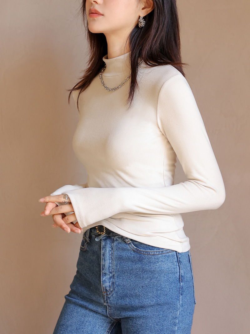 클래식 스타일 여성용 세미 하이넥 플리스 안감 보온 긴 - Longline Tee Oversized 리뷰 및 가격