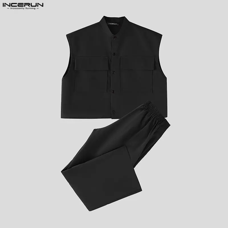 INCERUN 남성 세트 솔리드 민소매 크롭 탑 셔츠  - Fashion Streetwear 리뷰 및 가격