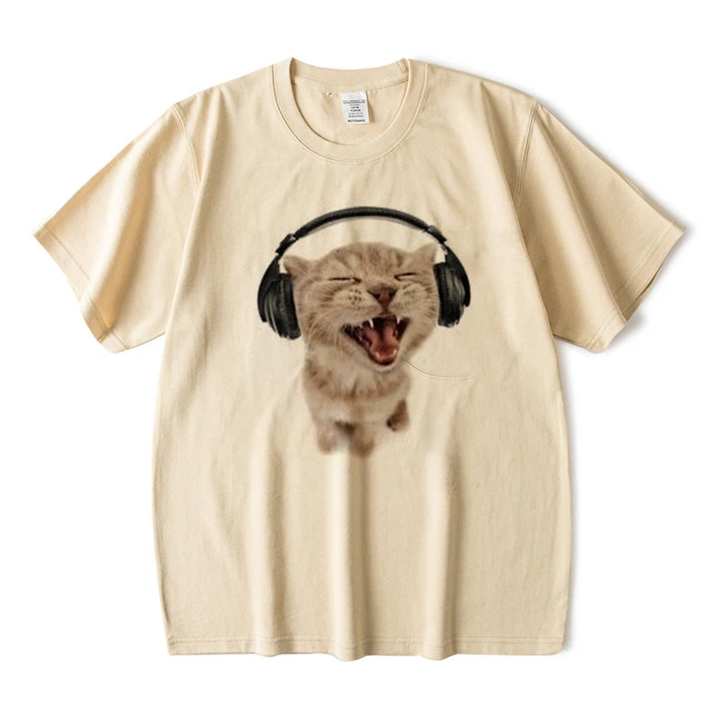 여성용 귀여운 고양이 프린트 반팔 티셔츠 하라주쿠 패션 - Fashion Street Cat 리뷰 및 가격