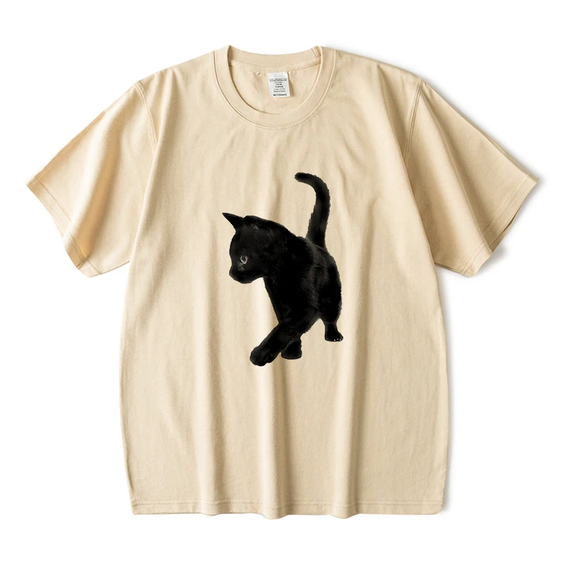 여성용 귀여운 고양이 프린트 반팔 티셔츠 하라주쿠 패션 - Fashion Street Cat 리뷰 및 가격