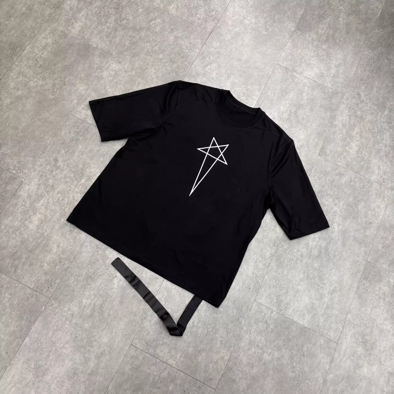 오버사이즈 블랙 RO 스타일 화이트 스타 프린트 티셔츠 - Longline Tee Oversized 리뷰 및 가격