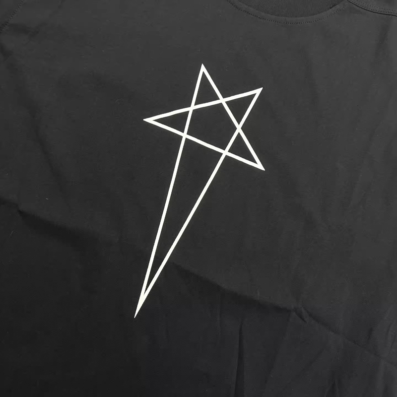 오버사이즈 블랙 RO 스타일 화이트 스타 프린트 티셔츠 - Longline Tee Oversized 리뷰 및 가격