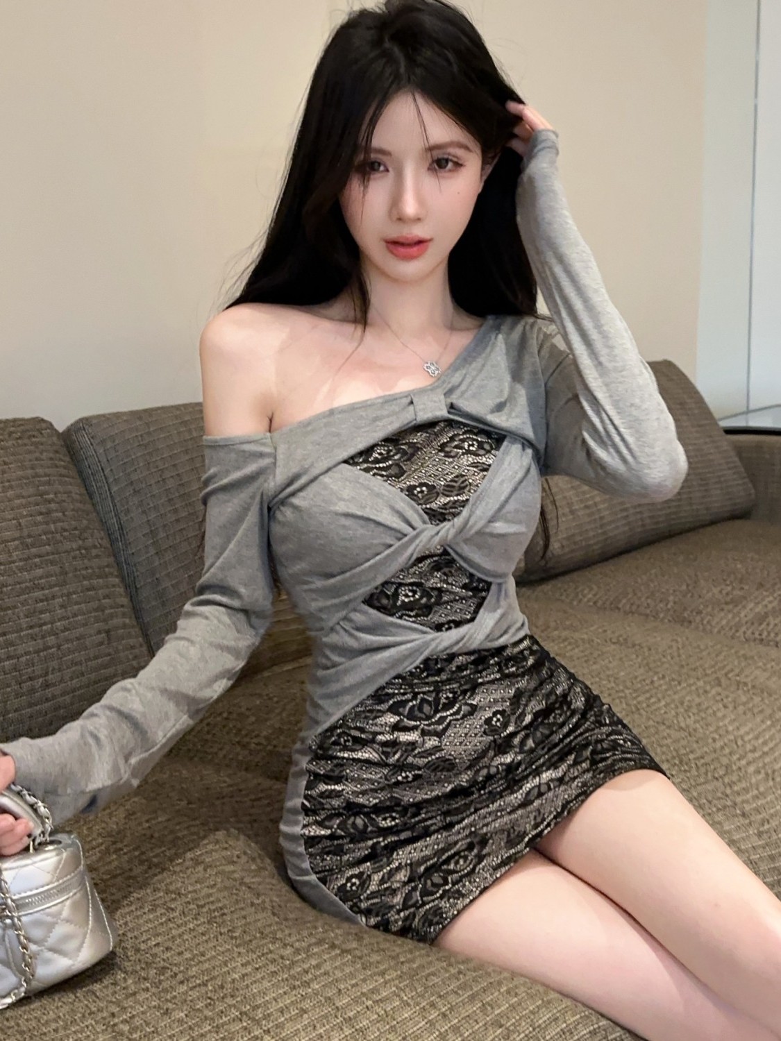 레트로 스파이시 걸 레이스 속이 비치는 짧은 스커트 드 - Street Fashion Hong Kong 리뷰 및 가격