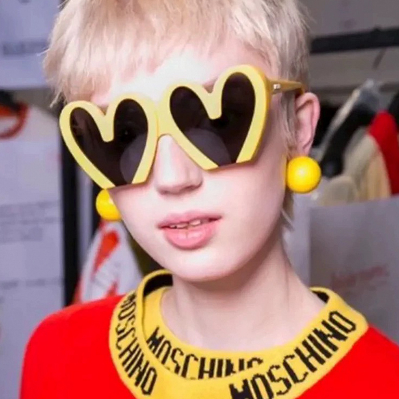 피치 하트 선글라스 여성 2024 트렌드 개성 파티 대 - Street Fashion Photo 리뷰 및 가격