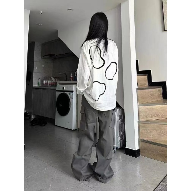 여성용 오버사이즈 크루넥 추상 라인 프린트 앞뒤 디자인 - Longline Tee Oversized 리뷰 및 가격